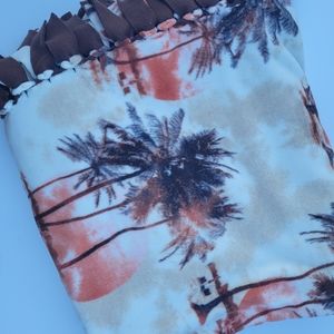 Extra Large Adult Oasis tropical Allover Anti Print blanket Fleece No Sew 58x90